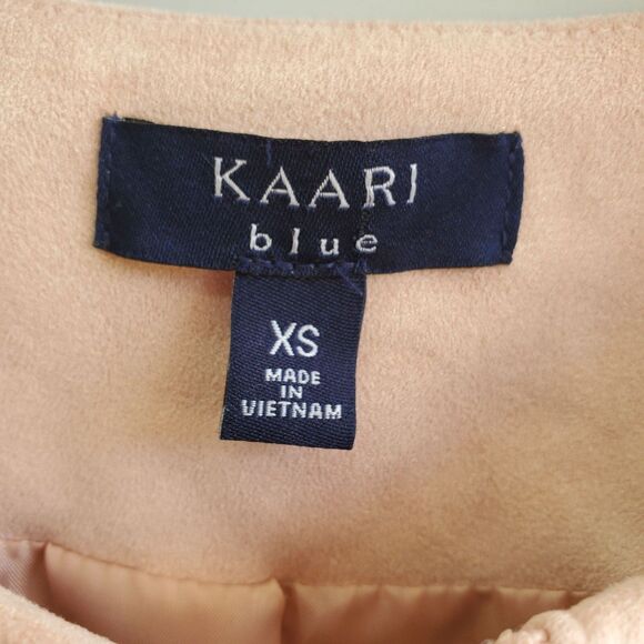 Kaari Blue Peplum Jacket Womens XS Pink Blush Faux Suede Zip Cuffs Full Zip - Picture 4 of 9